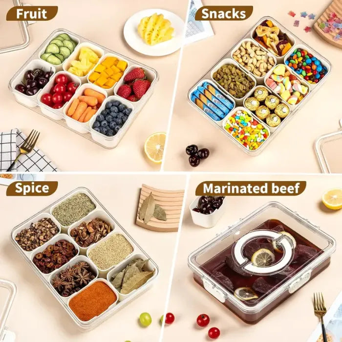 Boîte de Rangement Alimentaire – Plateau à Compartiments avec Couvercle