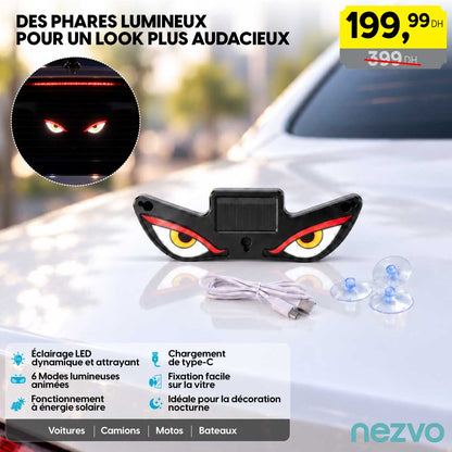 Evil Eyes – Lampe LED Solaire pour Voiture - 6 Modes