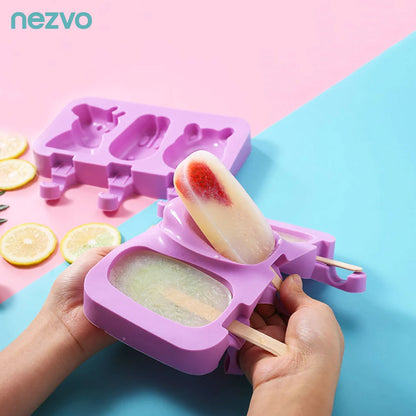 4 Moules à Glace en Silicone + 20 Bâtonnets – Rafraîchissez Votre Été !