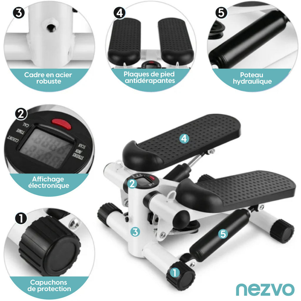 Mini Stepper de Fitness avec Élastiques de Résistance