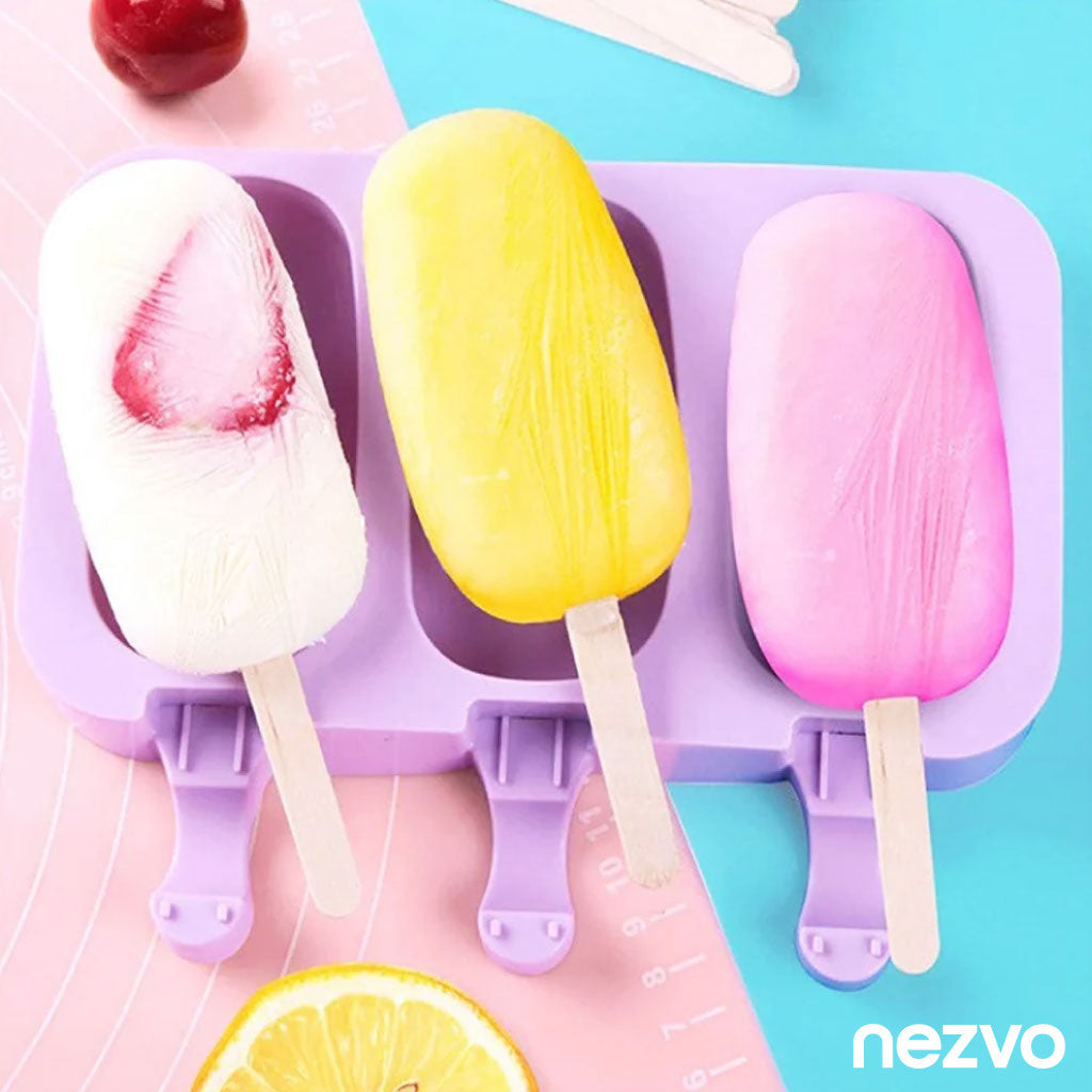 4 Moules à Glace en Silicone + 20 Bâtonnets – Rafraîchissez Votre Été !