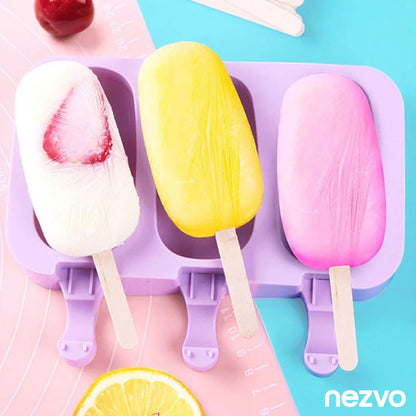 4 Moules à Glace en Silicone + 20 Bâtonnets – Rafraîchissez Votre Été !