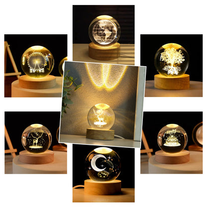 Boule de Cristal 3D Une Lumière LED Et Gravure Magique
