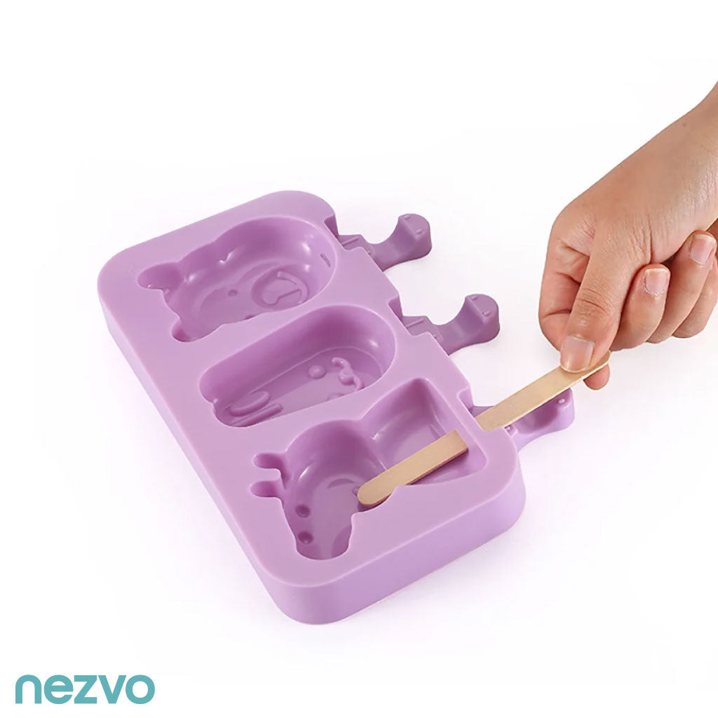 4 Moules à Glace en Silicone + 20 Bâtonnets – Rafraîchissez Votre Été !