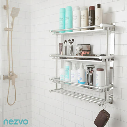 Étagère Murale Inox 3 Niveaux – Rangement Salle de Bain & Cuisine