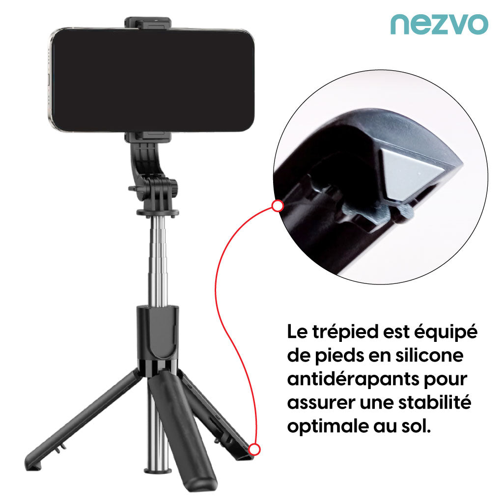 Perche Selfie avec Trépied et Lumière LED