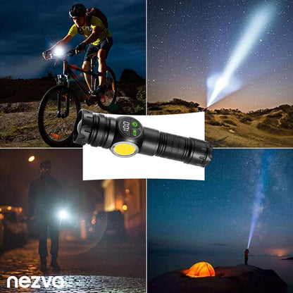 Lampe de Poche LED Haute Puissance Rechargeable avec Zoom Télescopique
