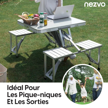 Table Pliable en Aluminium pour Pique-nique & Camping – 4 Places