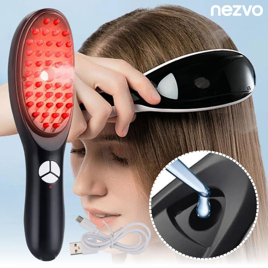 Brosse électrique avec lumière, vibrations et ions négatifs pour des cheveux en pleine santé.