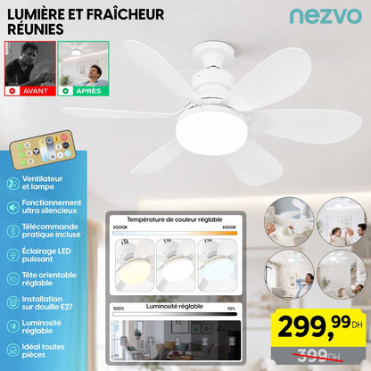 Lampe Ventilateur de Plafond 2-en-1