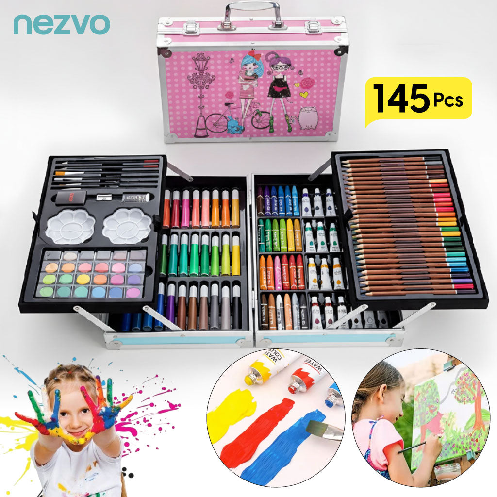 Mallette De Dessin 145 Pièces – Le Kit Créatif Complet Pour Petits Artistes !
