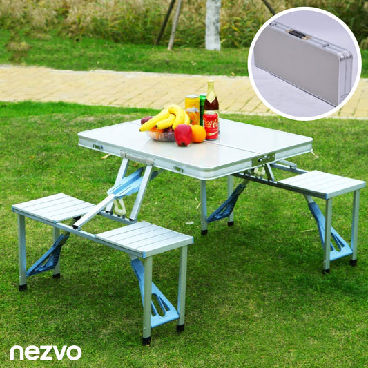 Table Pliable en Aluminium pour Pique-nique & Camping – 4 Places