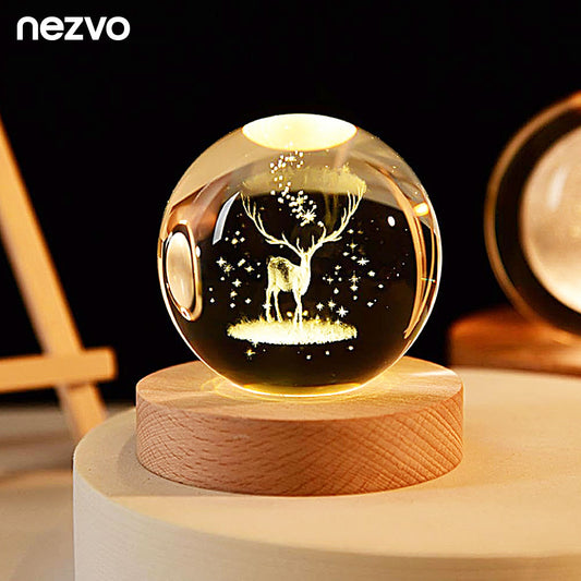 Boule de Cristal 3D Une Lumière LED Et Gravure Magique