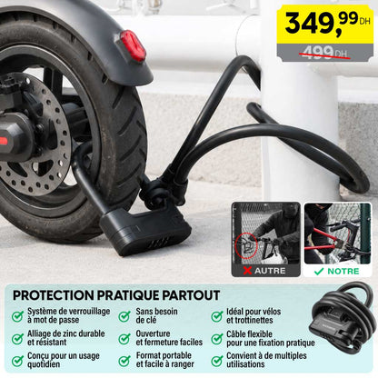 Antivol 2-en-1 à Code – Trottinette & Vélo