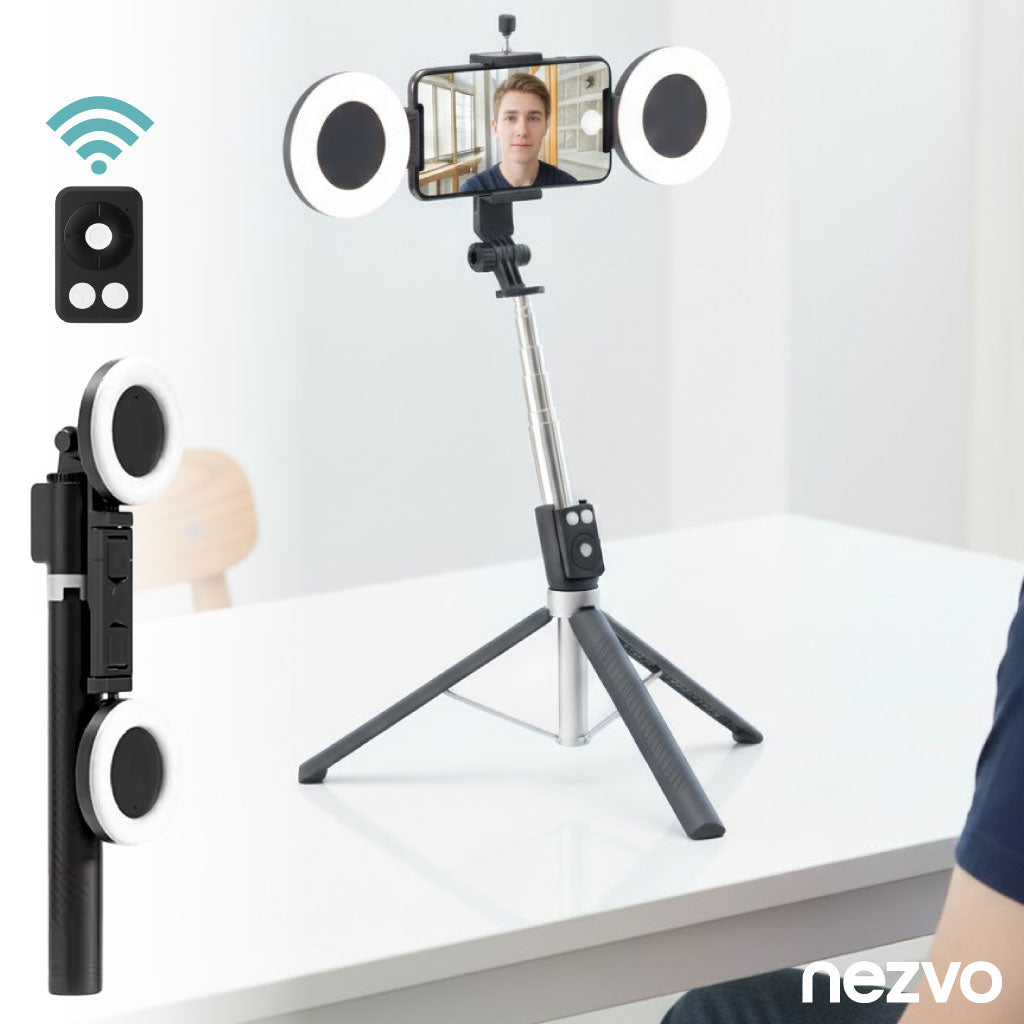 Trépied Selfie Multifonction avec Double Ring Light