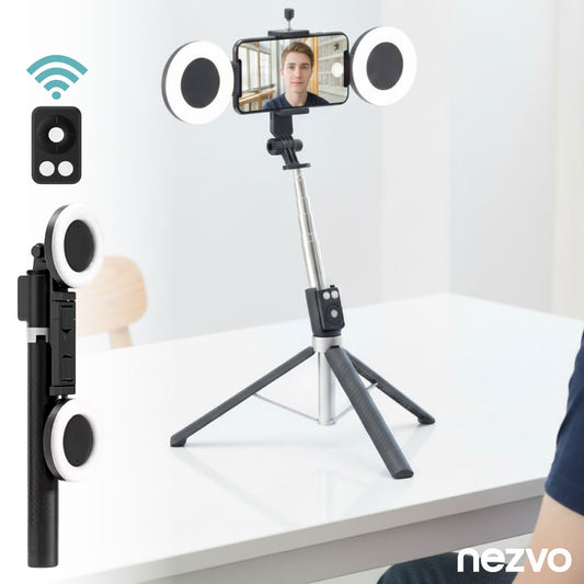 Trépied Selfie Multifonction avec Double Ring Light