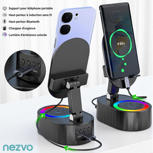 Support de Téléphone Multifonction – Enceinte Bluetooth & Power Bank Intégrés