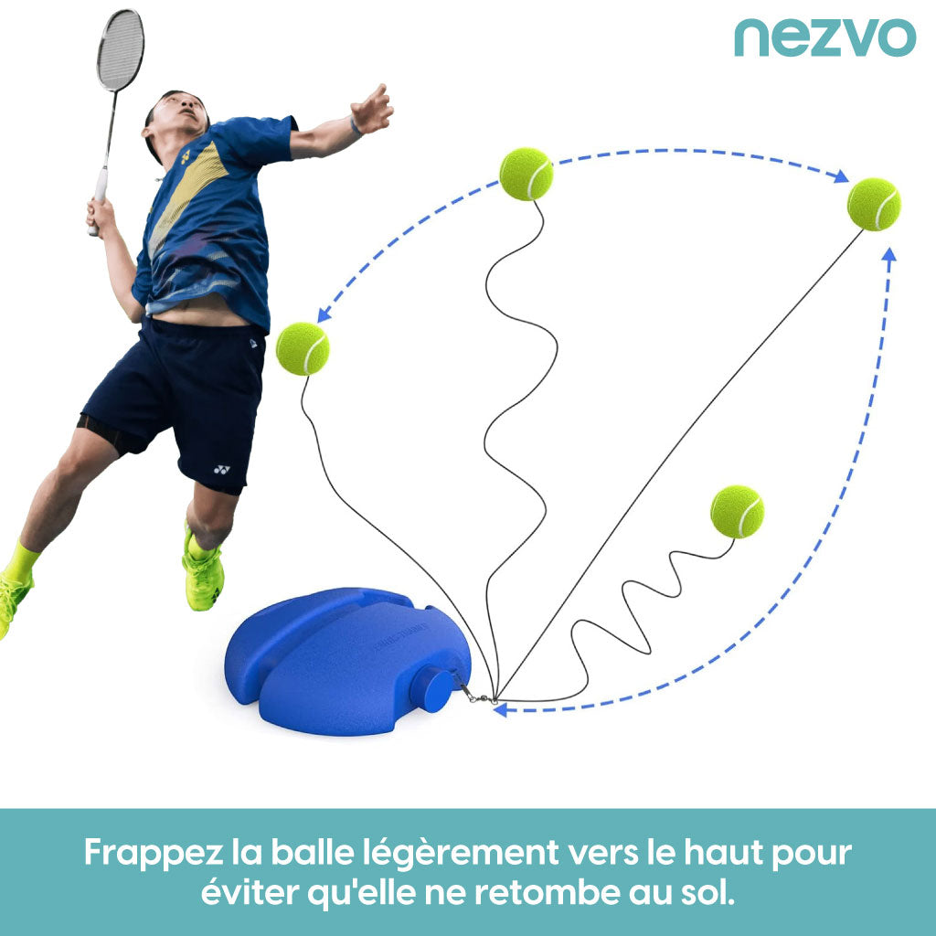 Entraîneur De Tennis Portable – Base Antidérapante Avec Balle & Cordon Élastique !