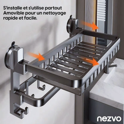 Organisateur Mural Porte‑Serviettes – Étagère & Crochets Pratiques pour Salle de Bain !