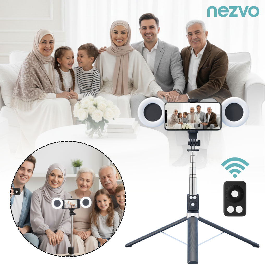 Trépied Selfie Multifonction avec Double Ring Light