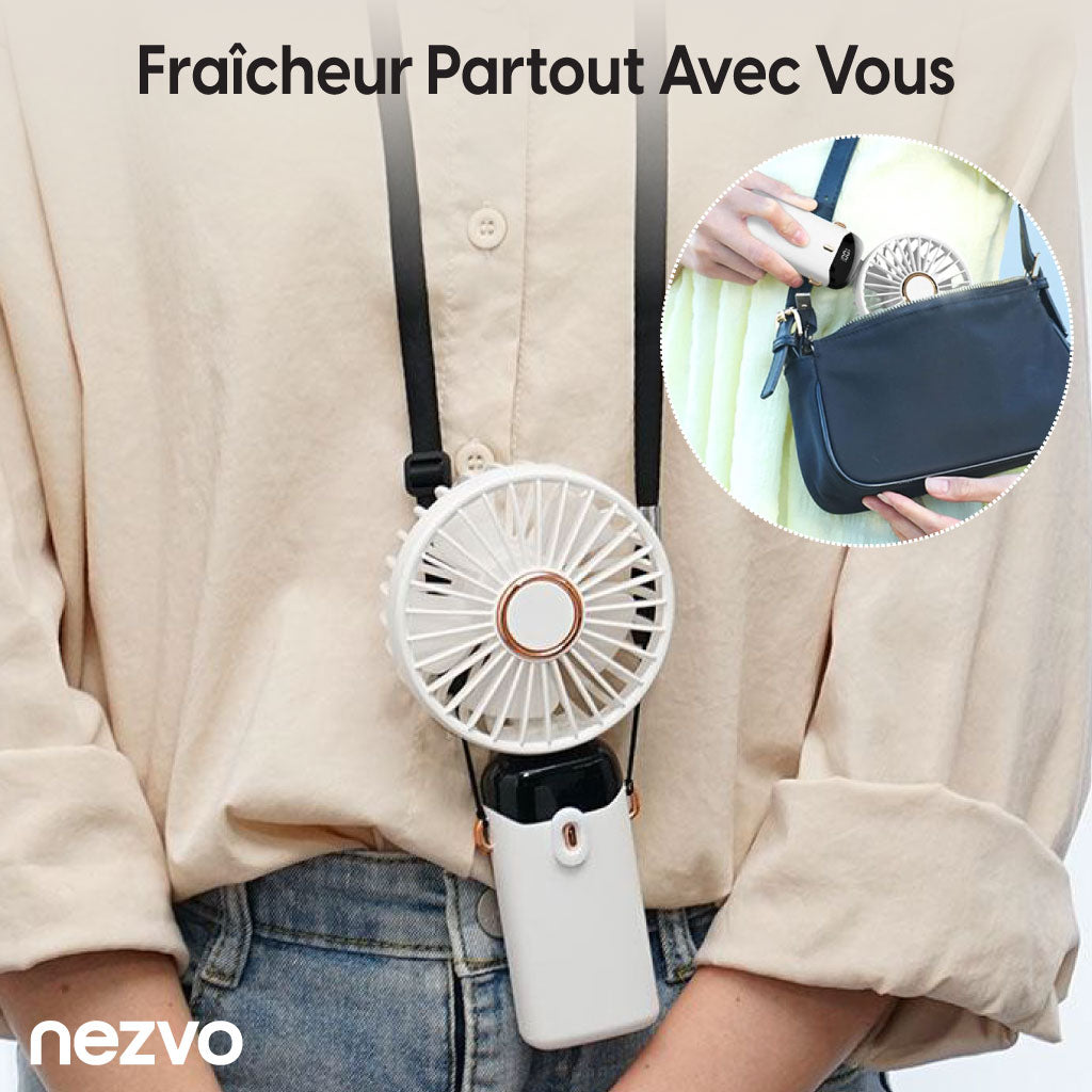 Mini Ventilateur LED Portatif avec 5 Vitesses