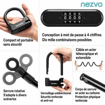 Antivol 2-en-1 à Code – Trottinette & Vélo