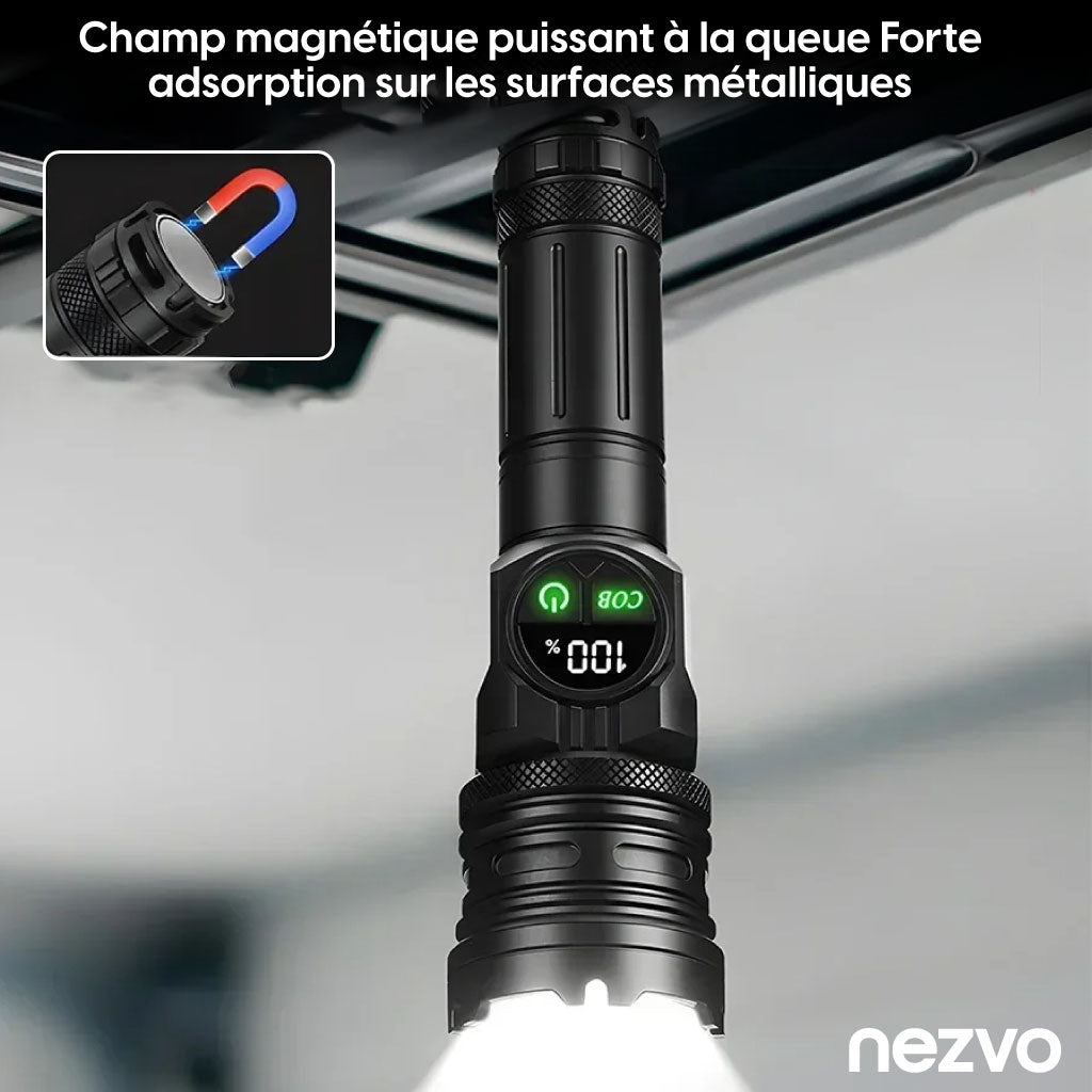 Lampe de Poche LED Haute Puissance Rechargeable avec Zoom Télescopique