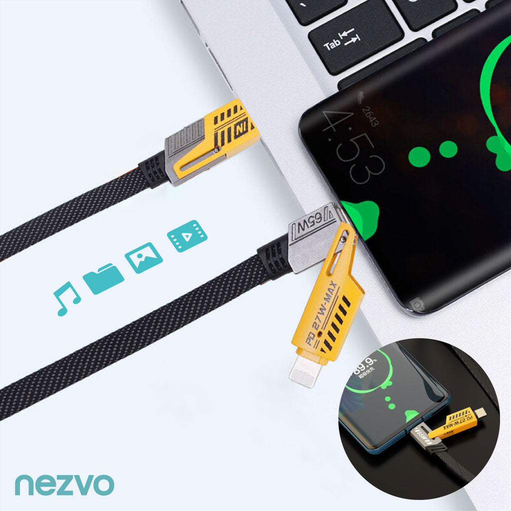 Câble 4-en-1 Ultra Rapide – Lightning / Micro USB / Type-C
