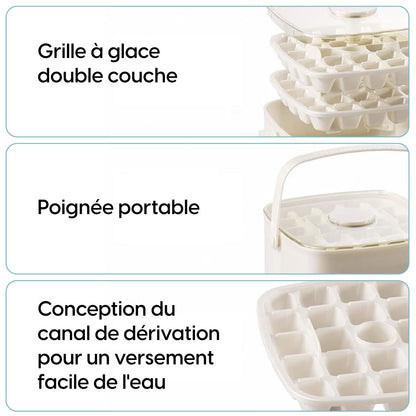 Boite à Glaçons à Pression – 48 Glaçons, Double Couche & Démoulage Instantané