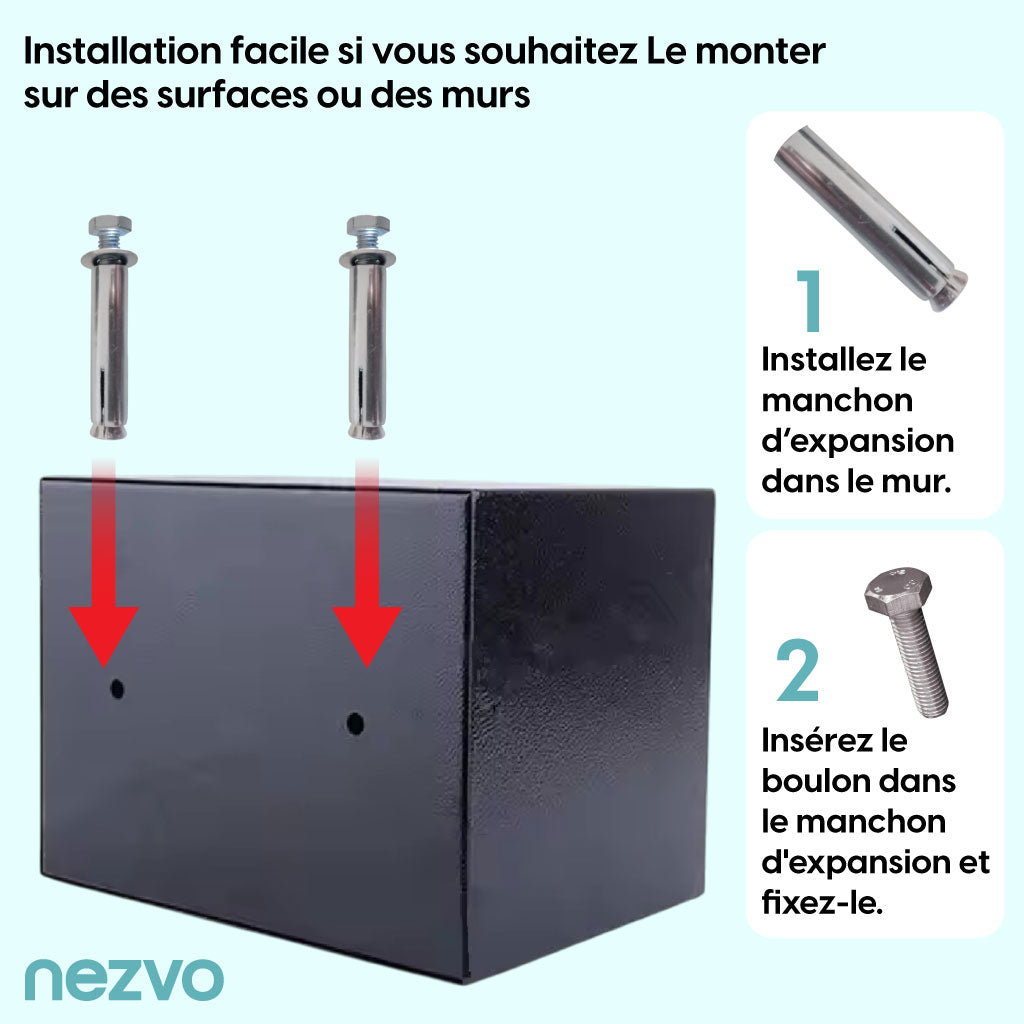 Coffre-Fort Avec Serrure Digitale + 2 Clés de Secours
