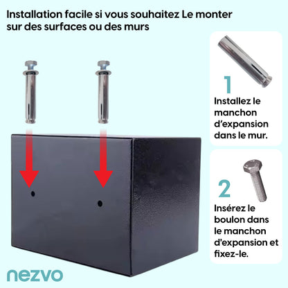 Coffre-Fort Avec Serrure Digitale + 2 Clés de Secours