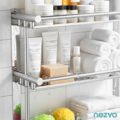 Étagère Murale Inox 3 Niveaux – Rangement Salle de Bain & Cuisine