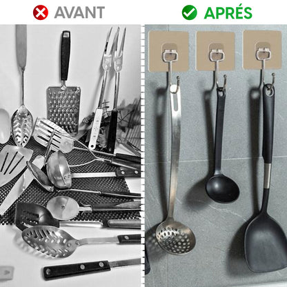 Crochets Muraux Adhésifs  – Sans Clous, Ultra-Résistants & Multi-Usages