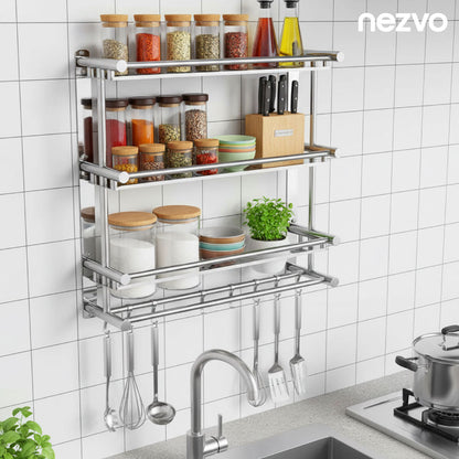 Étagère Murale Inox 3 Niveaux – Rangement Salle de Bain & Cuisine