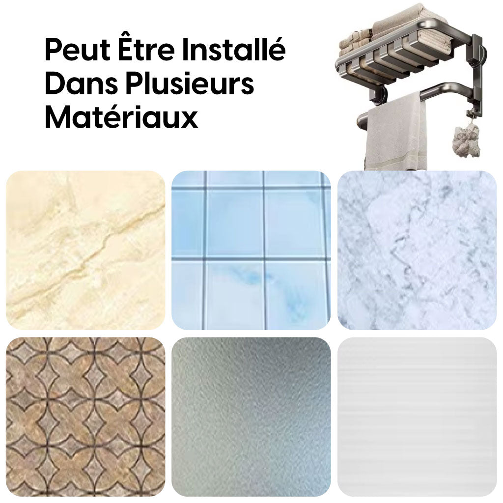 Organisateur Mural Porte‑Serviettes – Étagère & Crochets Pratiques pour Salle de Bain !