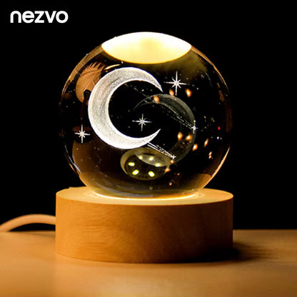 Boule de Cristal 3D Une Lumière LED Et Gravure Magique