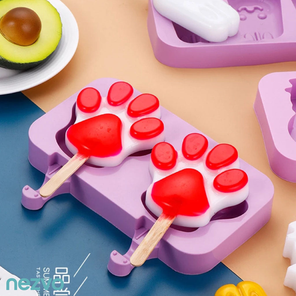 4 Moules à Glace en Silicone + 20 Bâtonnets – Rafraîchissez Votre Été !