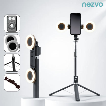 Trépied Selfie Multifonction avec Double Ring Light