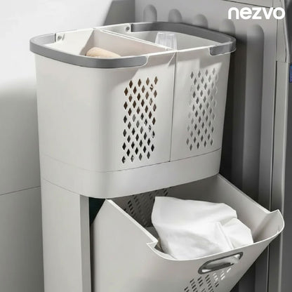Panier à Linge Double avec Roues