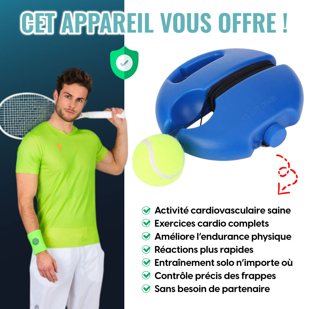 Entraîneur De Tennis Portable – Base Antidérapante Avec Balle & Cordon Élastique !