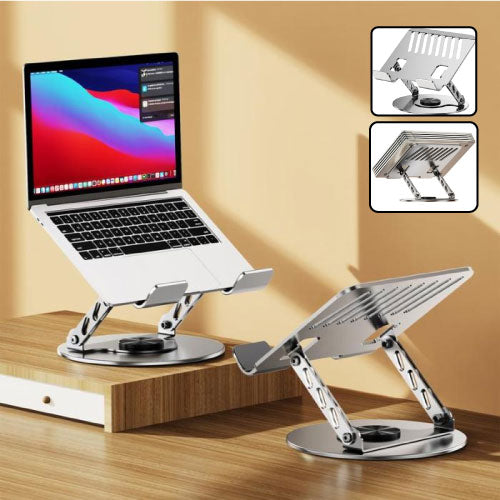 Support Ordinateur Portable – Aluminium Ajustable & Rotatif 360°
