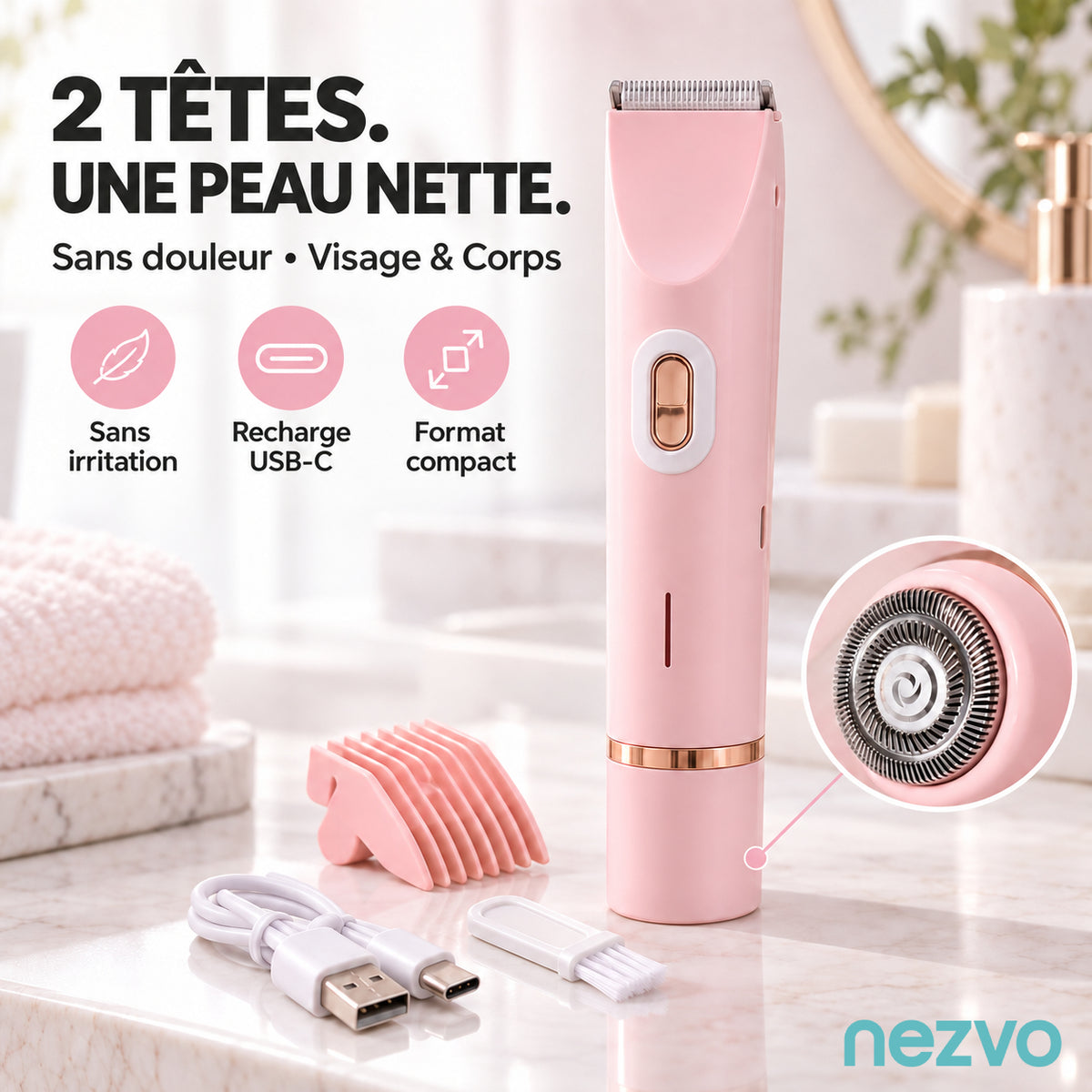 Tondeuse Beauté 2-en-1 – Visage & Corps
