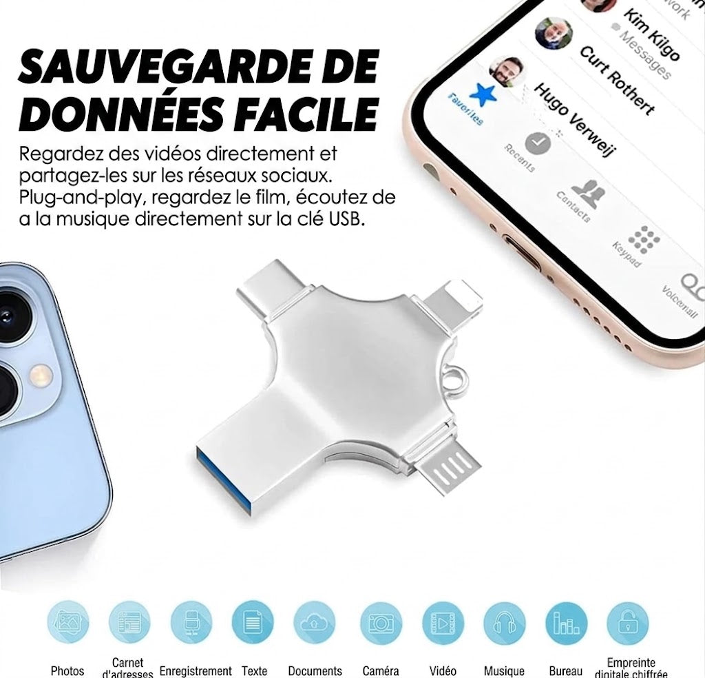 Clé USB 4-en-1 Multi-Connecteurs